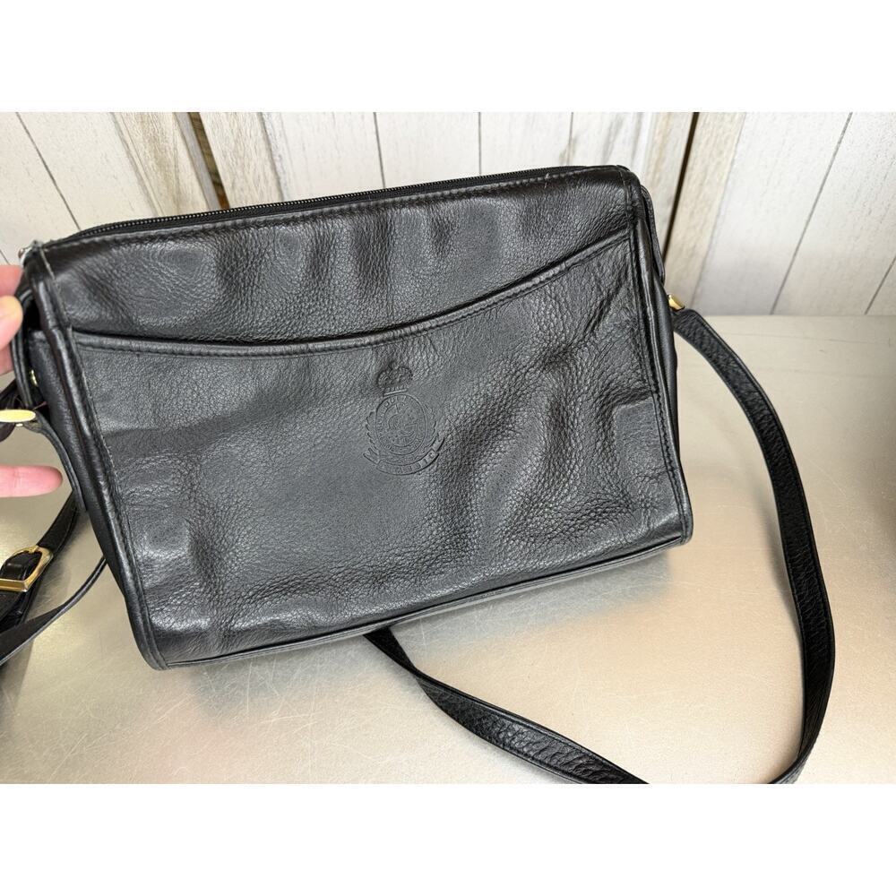 Vintage Charter Club Classic Crossbody Leather Black Purse Bag 90s
